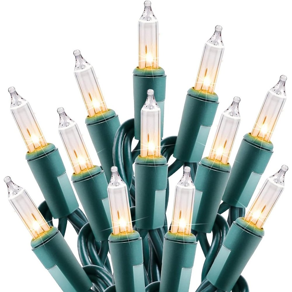 100 Count 25 Feet Green Wire Mini String Light Tree Garland Christmas Decoration